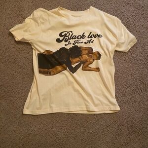 Cream Graphic T-Shirt with Black Love Print